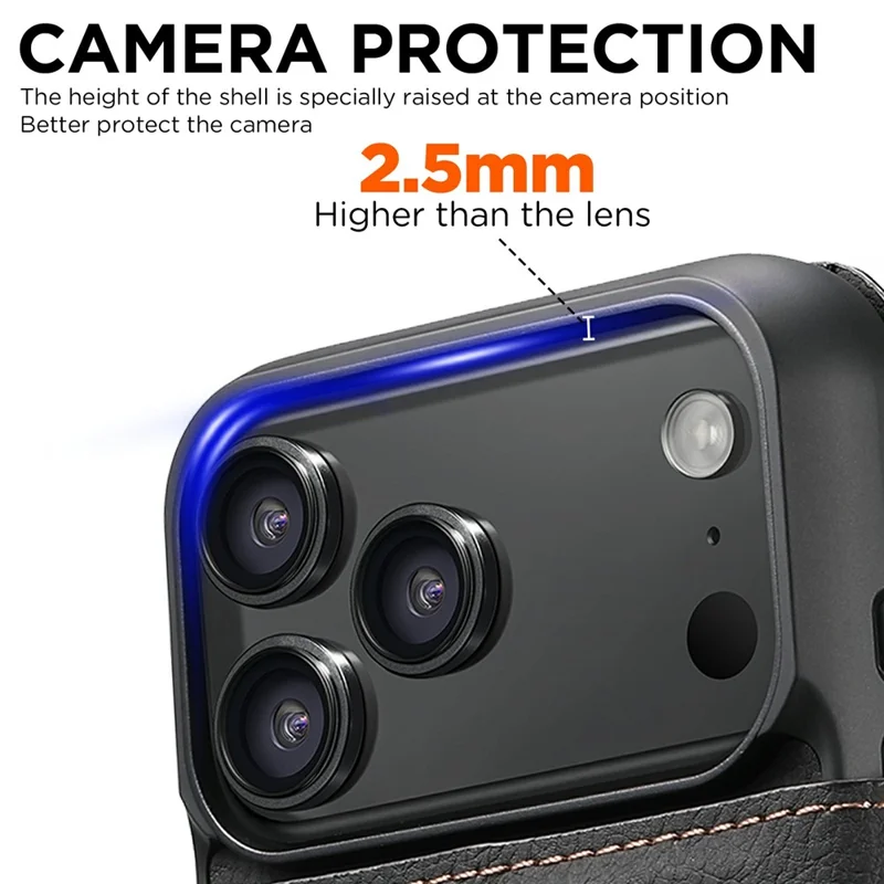 SUTENI Q-05 For iPhone 17 Pro Max Case Detachable Wallet Stand Litchi Texture Leather Flip Phone Cover - Black