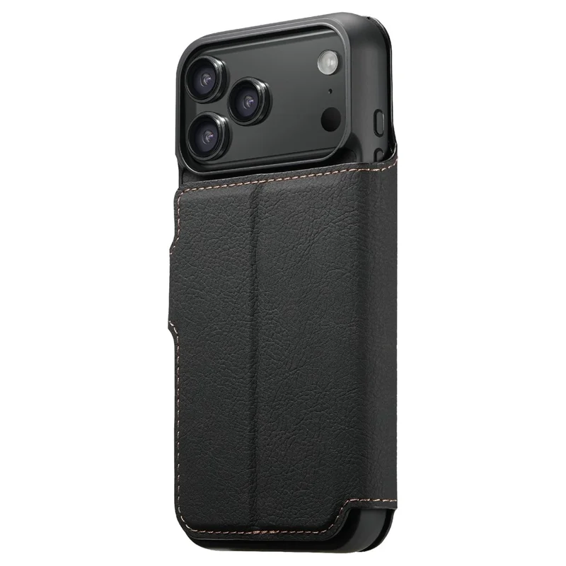 SUTENI Q-05 For iPhone 17 Pro Max Case Detachable Wallet Stand Litchi Texture Leather Flip Phone Cover - Black