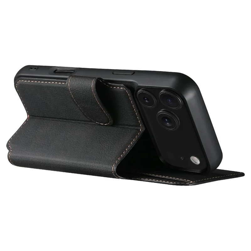 SUTENI Q-05 For iPhone 17 Pro Max Case Detachable Wallet Stand Litchi Texture Leather Flip Phone Cover - Black