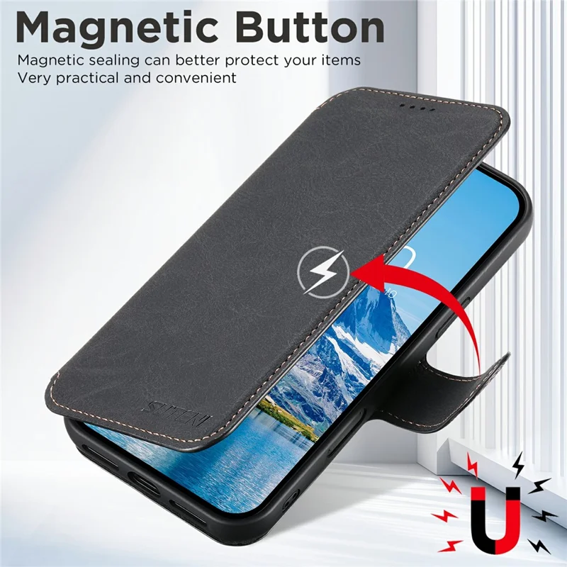 SUTENI Q-05 For iPhone 17 Pro Case Detachable Wallet Stand Litchi Texture Leather Flip Phone Cover - Black