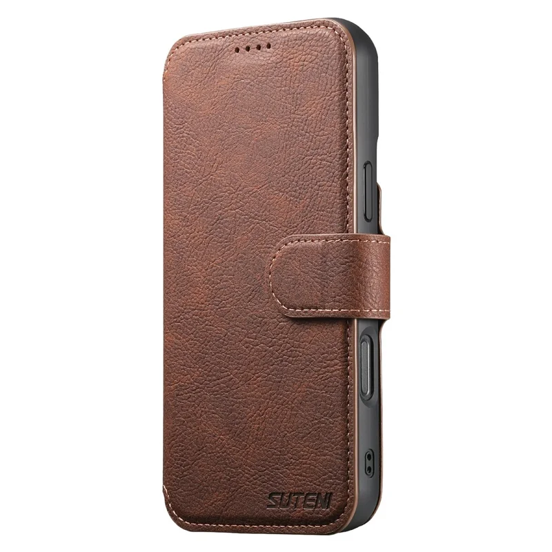 SUTENI Q-05 For iPhone 17 Case Detachable Wallet Stand Litchi Texture Leather Flip Phone Cover - Brown