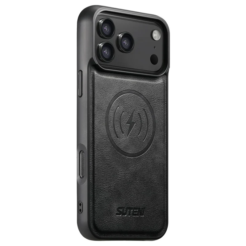 SUTENI G5 Funda para iPhone 17 Pro Compatible con MagSafe de Cuero con Textura de Piel de Vaca - Negro