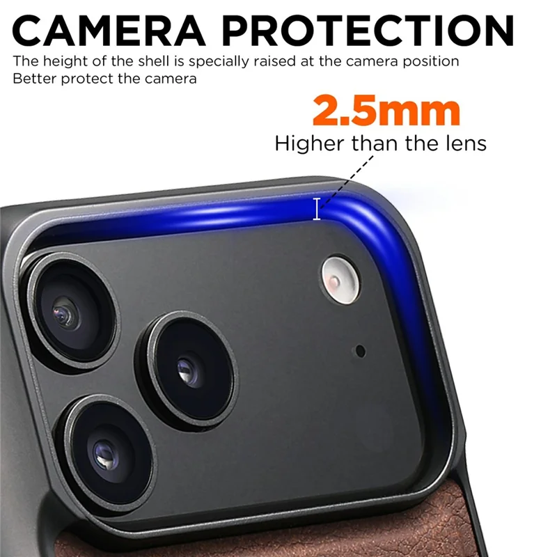 SUTENI G5 For iPhone 17 Pro Case Compatible with MagSafe Litchi Texture Leather Back Cover - Brown