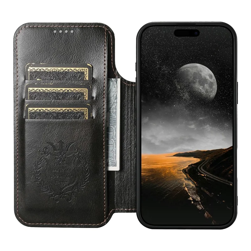 SUTENI J05 Capa de ar para iPhone 17 Compatível com MagSafe Capa de telefone de couro PU texturizado - Preto