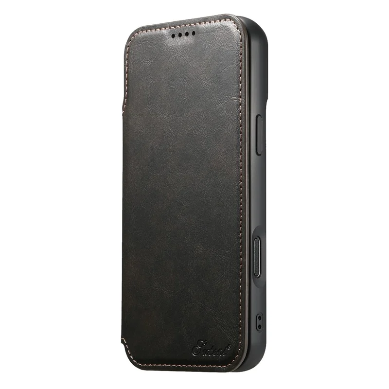 SUTENI J05 Capa de ar para iPhone 17 Compatível com MagSafe Capa de telefone de couro PU texturizado - Preto