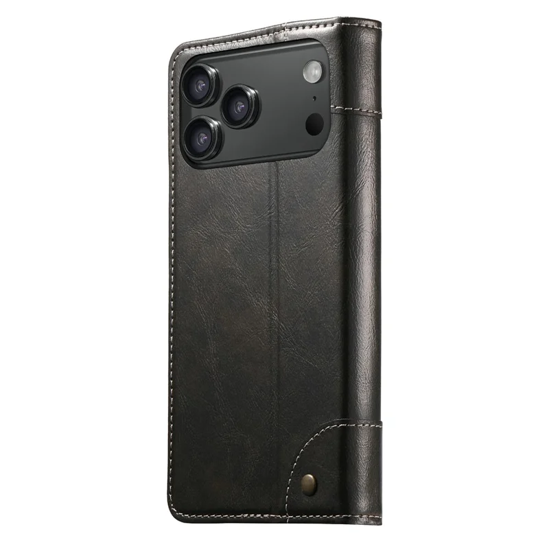 SUTENI für iPhone 17 Pro Max Hülle aus PU-Leder mit Ständer und Geldbörse - Schwarz