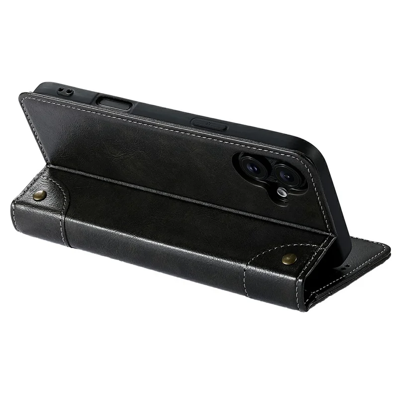 SUTENI Funda de Cuero con Soporte Tipo Cartera para iPhone 17 - Negro