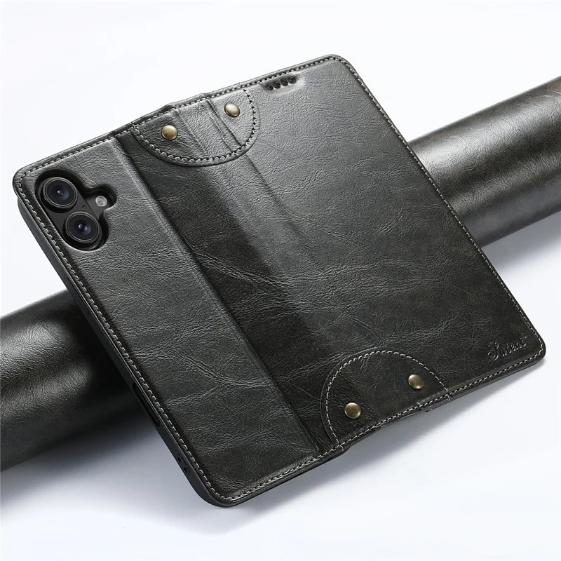 SUTENI Funda de Cuero con Soporte Tipo Cartera para iPhone 17 - Negro