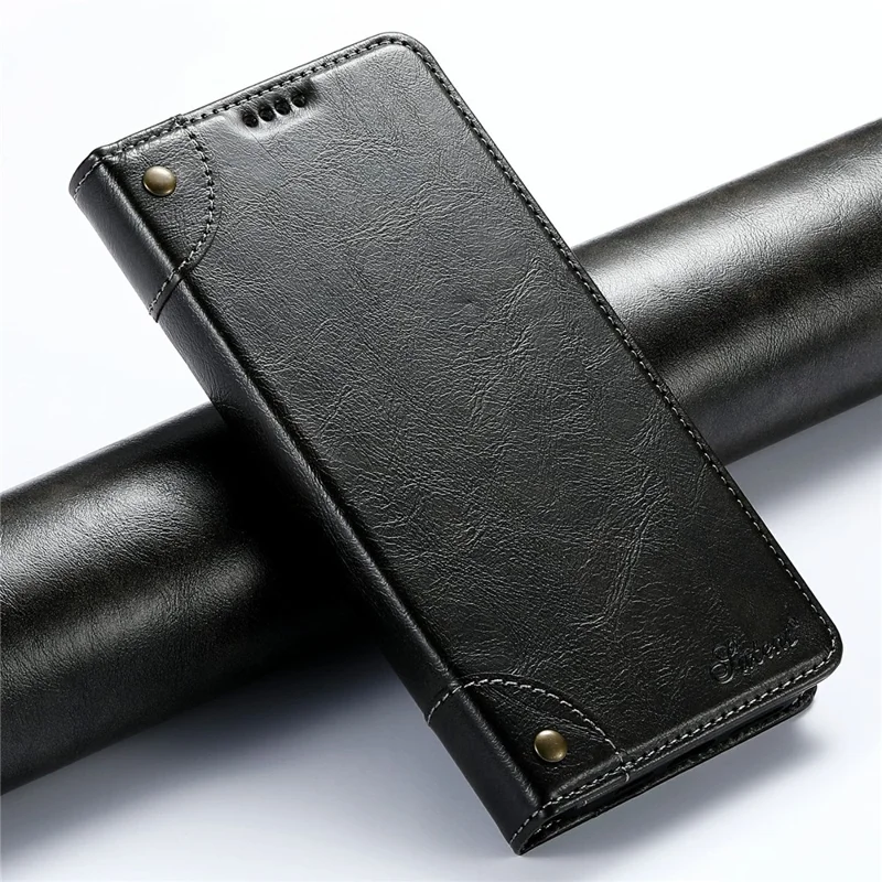 SUTENI Funda de Cuero con Soporte Tipo Cartera para iPhone 17 - Negro
