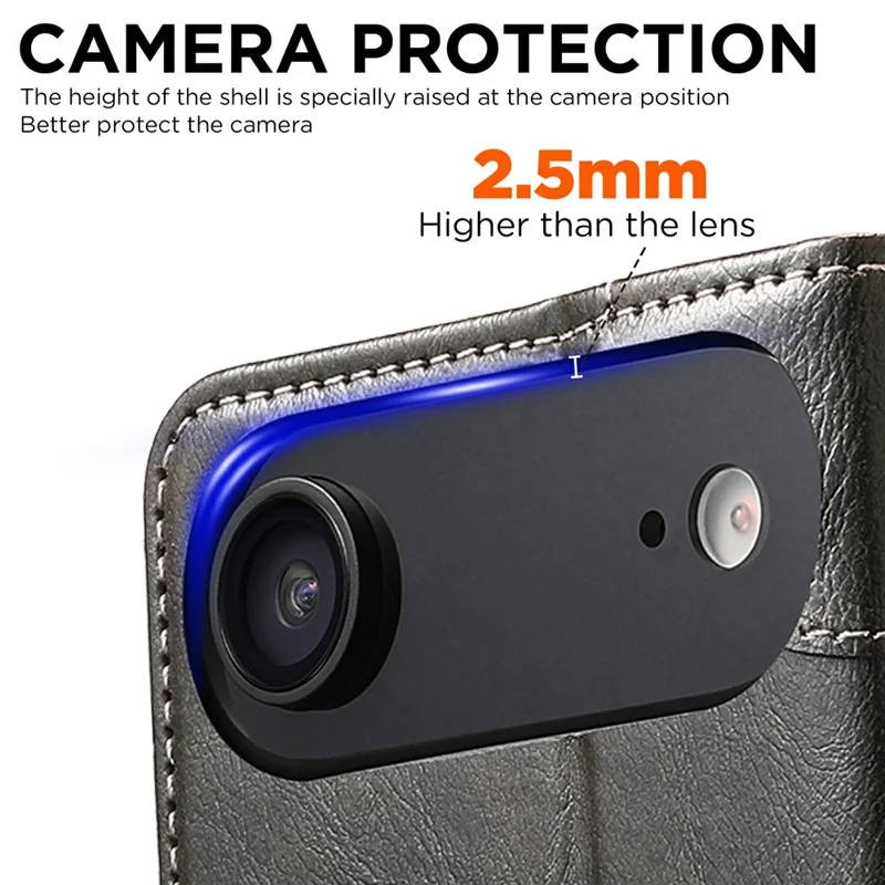 SUTENI For iPhone Air Case PU Leather Stand Wallet Phone Cover - Black