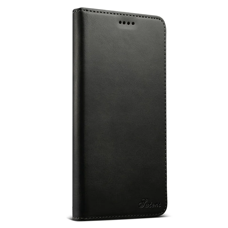 SUTENI For iPhone 17 Pro Max Case PU Leather Wallet Stand Magnetic Closing Phone Cover - Black