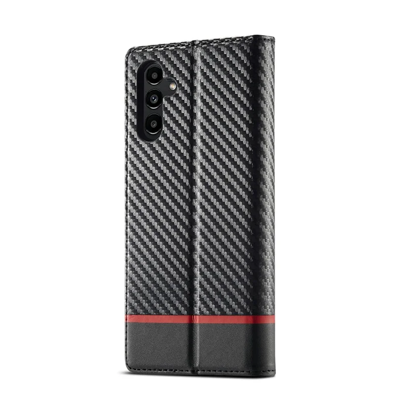 LC.IMEEKE Para Samsung Galaxy S25 FE Capa Carteira com Textura de Fibra de Carbono - Listras Horizontais