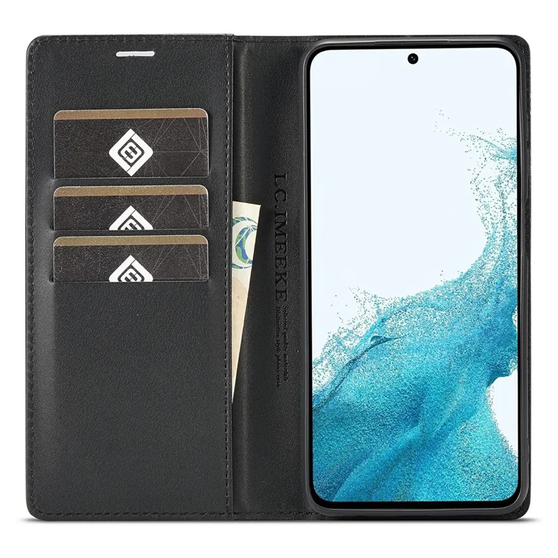 LC.IMEEKE Para Samsung Galaxy S25 FE Capa Carteira com Textura de Fibra de Carbono - Listras Horizontais