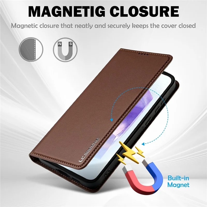 Capa LC.IMEEKE Série L1 para Samsung Galaxy S25 FE - Carteira em Couro PU com Suporte de Proteção - Marrom