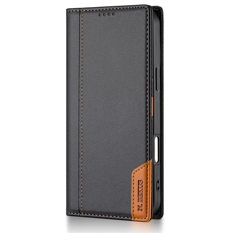 N.BEKUS P3 Funda Tipo Cartera con Bloqueo RFID para iPhone 17 con Soporte - Cuero PU Negro