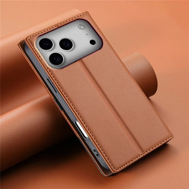 N.BEKUS P3 Funda Cartera con Bloqueo RFID para iPhone 17 Pro Max con Soporte de Cuero PU Tipo Libro - Marrón