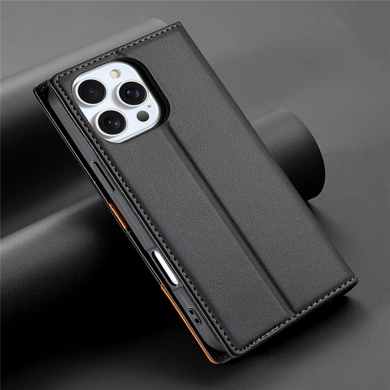 N.BEKUS P3 Para iPhone 16 Pro Max Funda Cartera con Bloqueo RFID Soporte de Piel de PU Tapa de Teléfono - Negro
