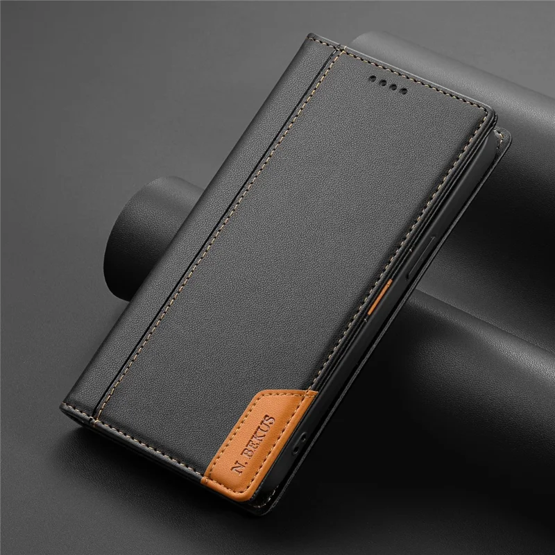 Чехол N.BEKUS P3 для iPhone 16e с блокировкой RFID, подставкой и флип-обложкой из искусственной кожи - Черный