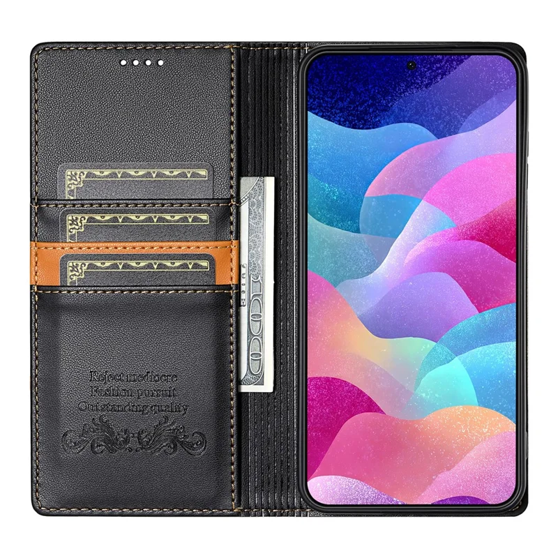 Чехол N.BEKUS P3 для Samsung Galaxy S25 Edge с блокировкой RFID, подставкой и откидной крышкой из искусственной кожи - Черный