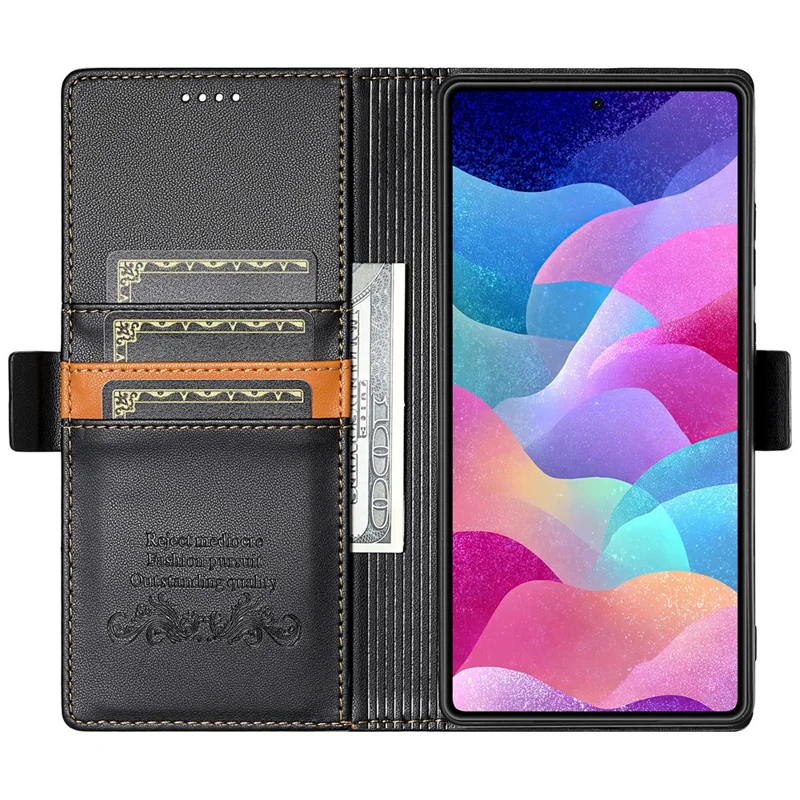 Чехол-книжка N.BEKUS P3 для Samsung Galaxy S25 Ultra с блокировкой RFID, подставкой и отделением для карт, кожа PU, черный