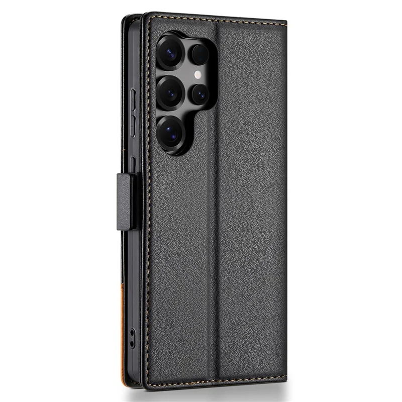 Чехол-книжка из искусственной кожи N.BEKUS P3 для Samsung Galaxy S24 Ultra с блокировкой RFID и подставкой - Черный