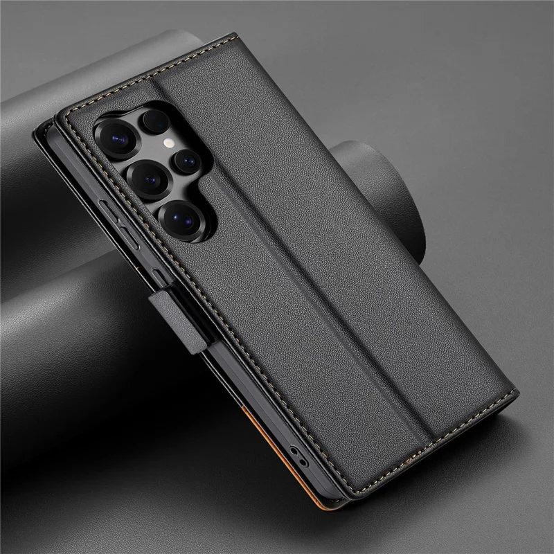 Чехол-книжка из искусственной кожи N.BEKUS P3 для Samsung Galaxy S24 Ultra с блокировкой RFID и подставкой - Черный