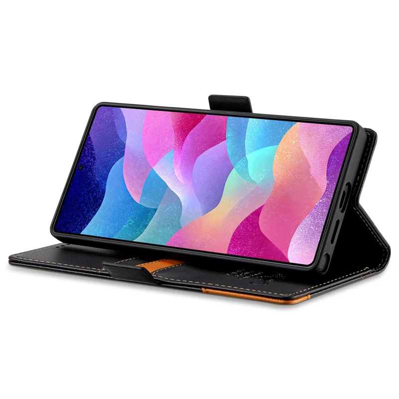 Чехол-книжка из искусственной кожи N.BEKUS P3 для Samsung Galaxy S24 Ultra с блокировкой RFID и подставкой - Черный