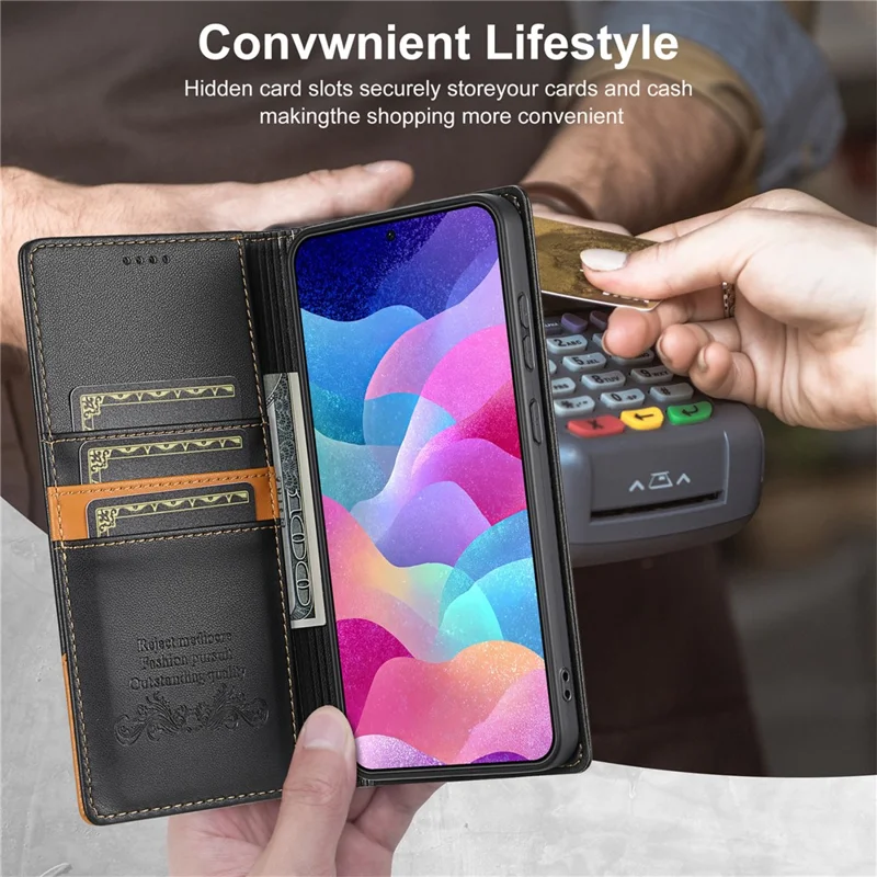 N.BEKUS P3 para Samsung Galaxy A17 5G Capa Carteira com Bloqueio RFID, Suporte em Couro PU, Capa de Telefone Flip - Preto
