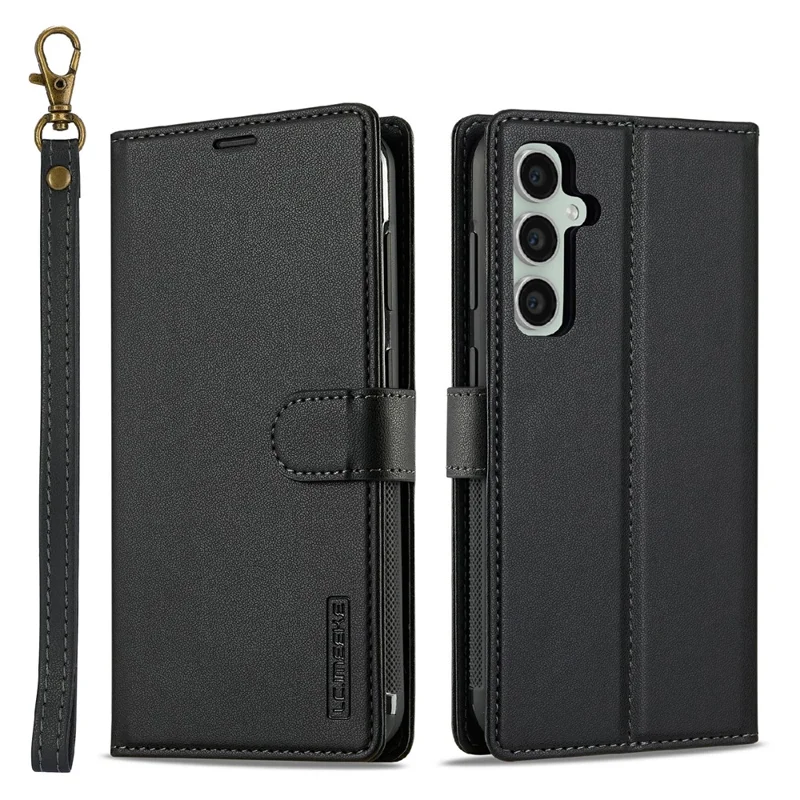 LC.IMEEKE L2 Series for Samsung Galaxy S25 FE Case PU Leather Wallet Detachable Magnetic Phone Cover - Black