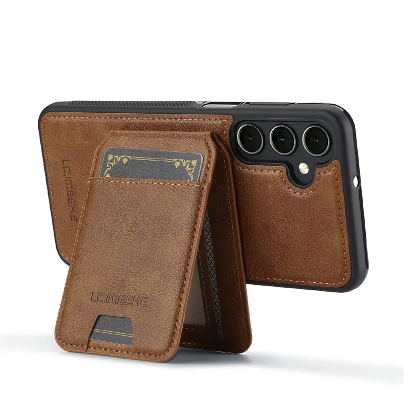 LC.IMEEKE L3 para Samsung Galaxy S25 FE Capa Magnética com Porta-cartões Destacável em Couro e TPU - Marrom