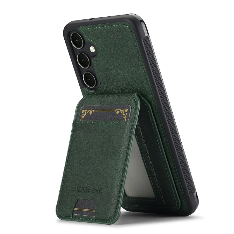 LC.IMEEKE L3 For Samsung Galaxy S25 FE Magnetic Case Detachable Card Holder Leather TPU Mobile Cover  - Green