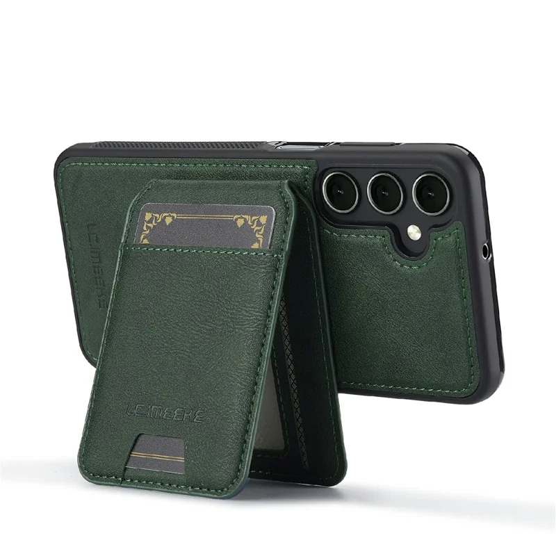 LC.IMEEKE L3 For Samsung Galaxy S25 FE Magnetic Case Detachable Card Holder Leather TPU Mobile Cover  - Green