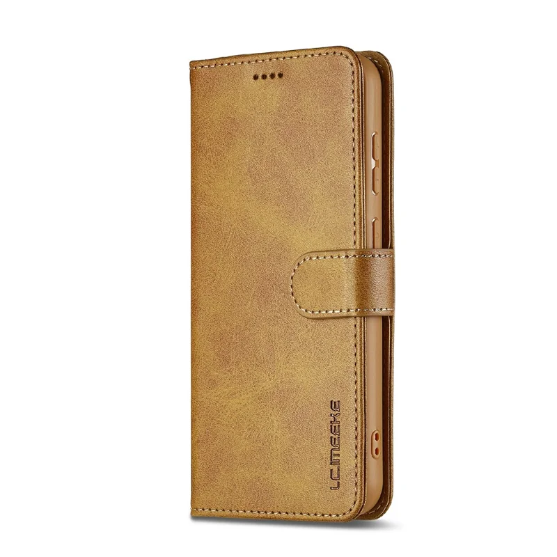 LC.IMEEKE Para Samsung Galaxy S25 FE Capa de Couro PU com Textura de Bezerro, Suporte de Carteira e Capa de Telefone - Preto - Amarelo