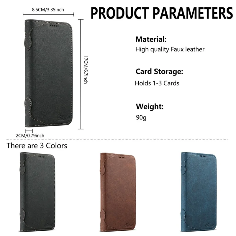 SUTENI J07 For iPhone 17 Pro Max Case Compatible with MagSafe Litchi Texture Leather Wallet Phone Cover - Black