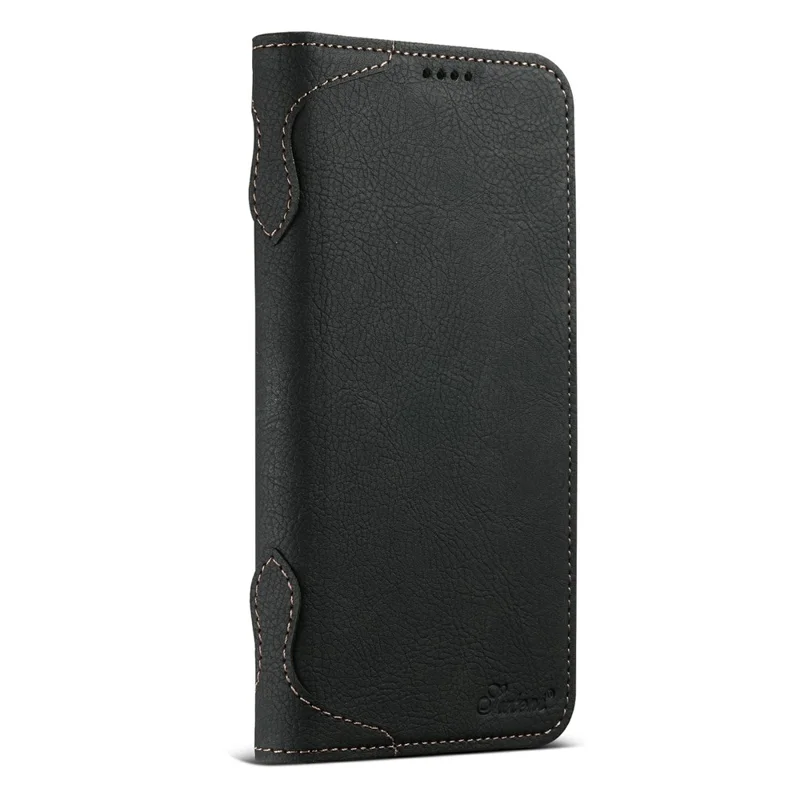 SUTENI J07 For iPhone 17 Pro Case Compatible with MagSafe Litchi Texture Leather Wallet Phone Cover - Black