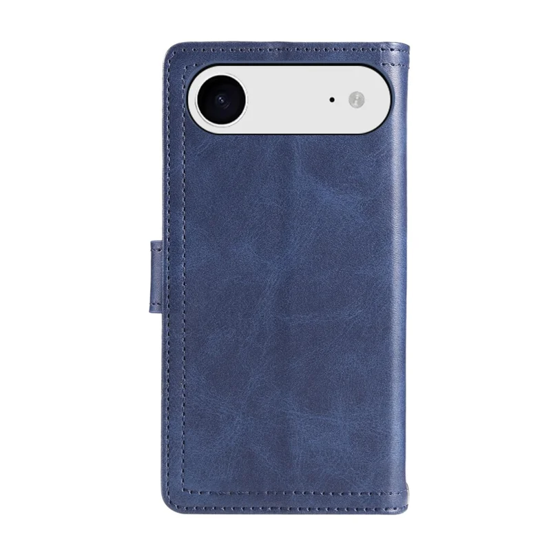 For iPhone Air Case Split Leather Magnetic Wallet Phone Protector with Wrist Strap - Blue