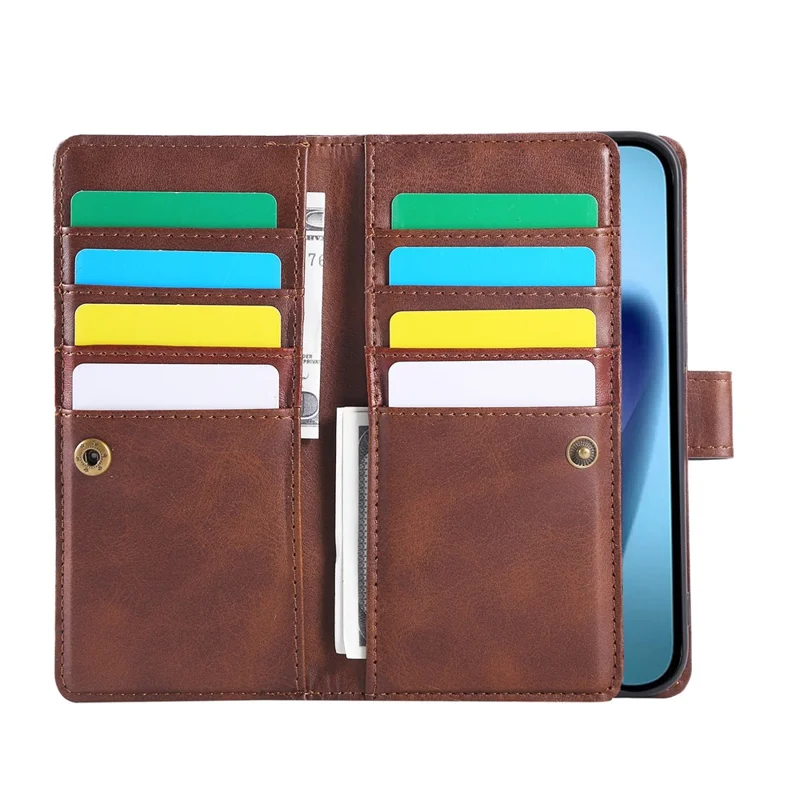 Til iPhone Air Case i split læder med magnetisk wallet og håndledsrem - Kaffe