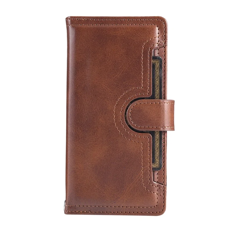 Til iPhone Air Case i split læder med magnetisk wallet og håndledsrem - Kaffe
