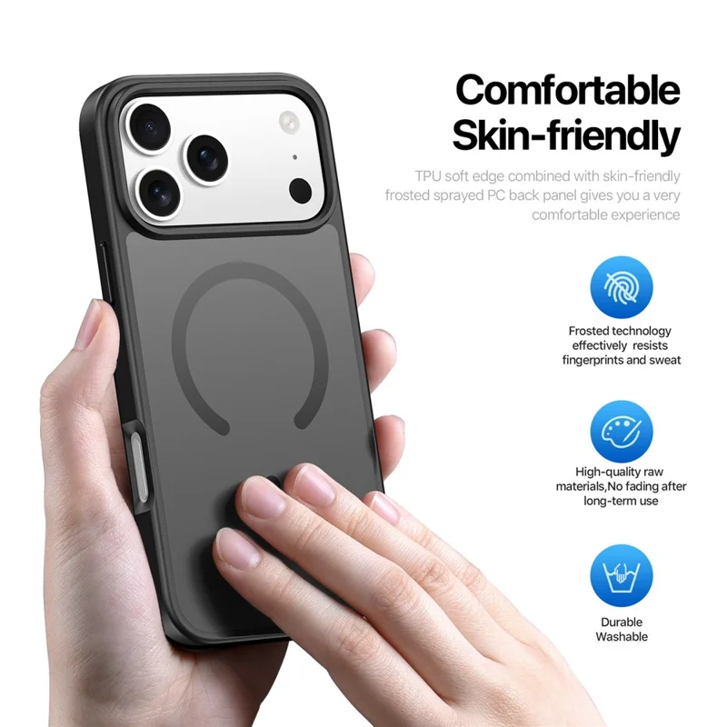 DUX DUCIS Yind Series For iPhone 17 Pro Max Case TPU + PC Matte Phone Cover Compatible with MagSafe - Black