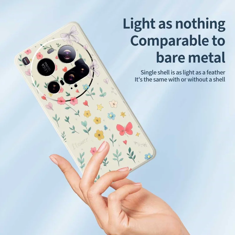 For Xiaomi 15 Ultra Case Floral Bow Pattern Printing Straight Edge TPU Phone Back Cover - Beige
