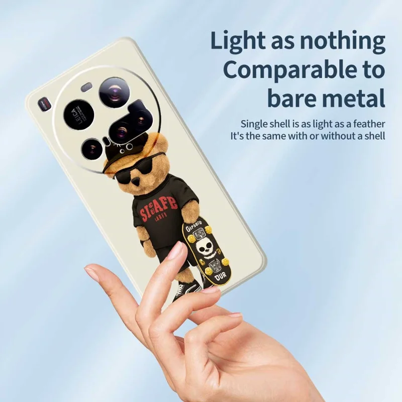 For Xiaomi 15 Ultra Case Cool Bear Pattern Printing Straight Edge TPU Phone Back Cover - Black