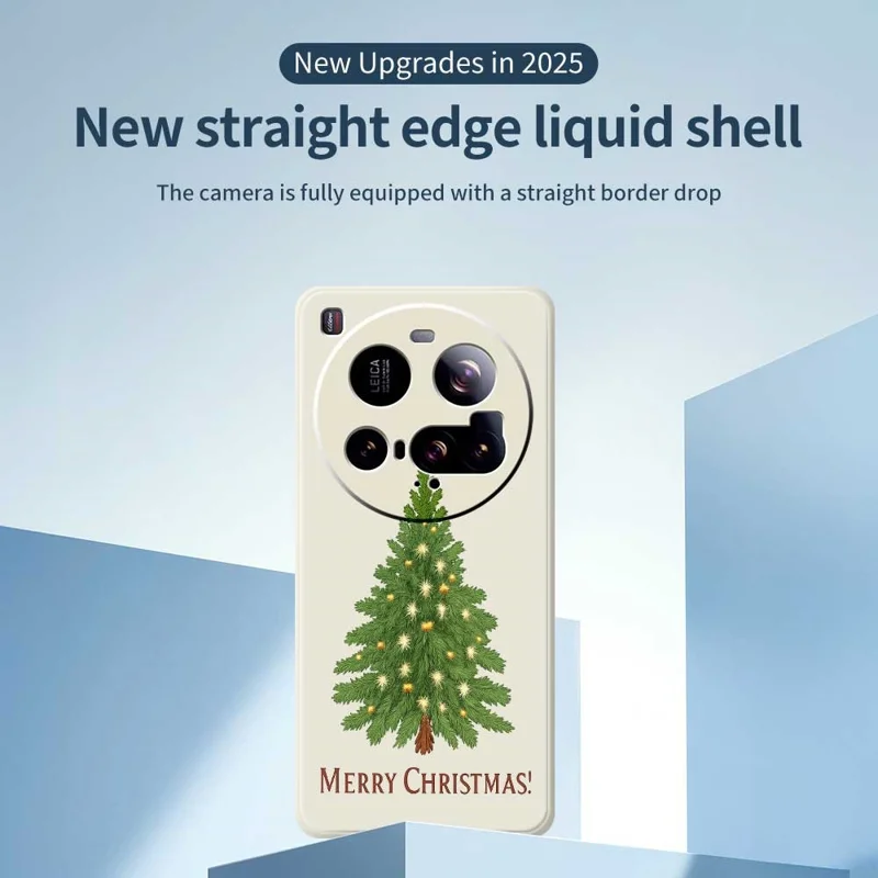 For Xiaomi 15 Ultra Case Christmas Tree Pattern Printing Straight Edge TPU Phone Back Cover - Beige