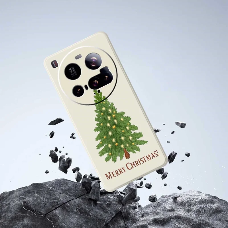 For Xiaomi 15 Ultra Case Christmas Tree Pattern Printing Straight Edge TPU Phone Back Cover - Beige