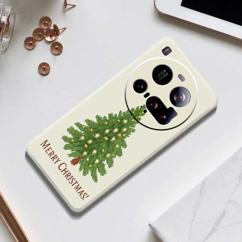 For Xiaomi 15 Ultra Case Christmas Tree Pattern Printing Straight Edge TPU Phone Back Cover - Beige