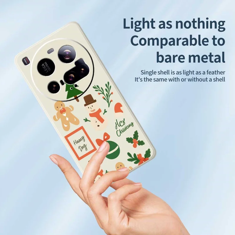 Xiaomi 15 Ultra-hoesje met kerstmannetjeprint, rechte rand, TPU-telefoonhoesje - Beige