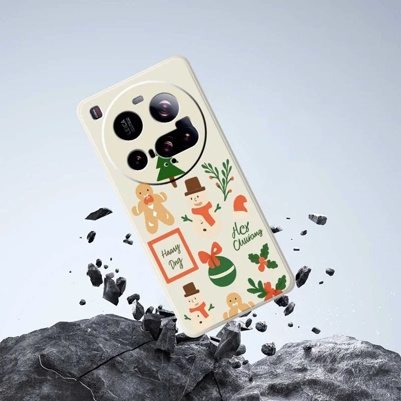 Xiaomi 15 Ultra-hoesje met kerstmannetjeprint, rechte rand, TPU-telefoonhoesje - Beige
