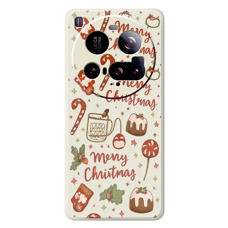 For Xiaomi 15 Ultra Case Merry Christmas Pattern Printing Straight Edge TPU Phone Back Cover - Beige