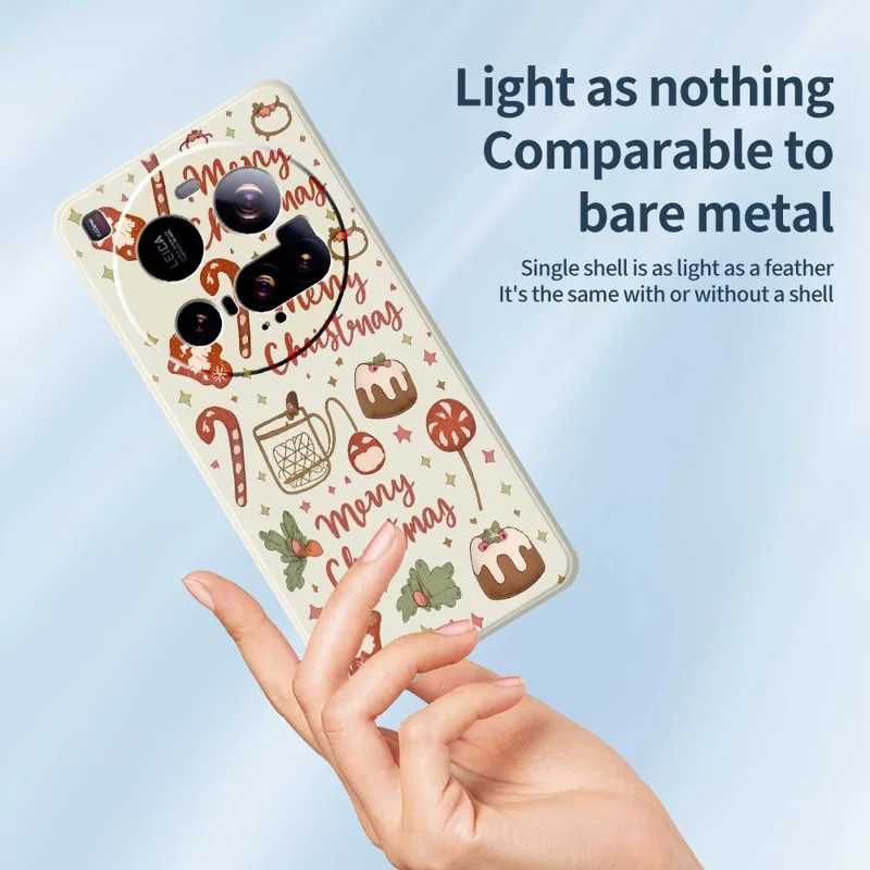 For Xiaomi 15 Ultra Case Merry Christmas Pattern Printing Straight Edge TPU Phone Back Cover - Beige
