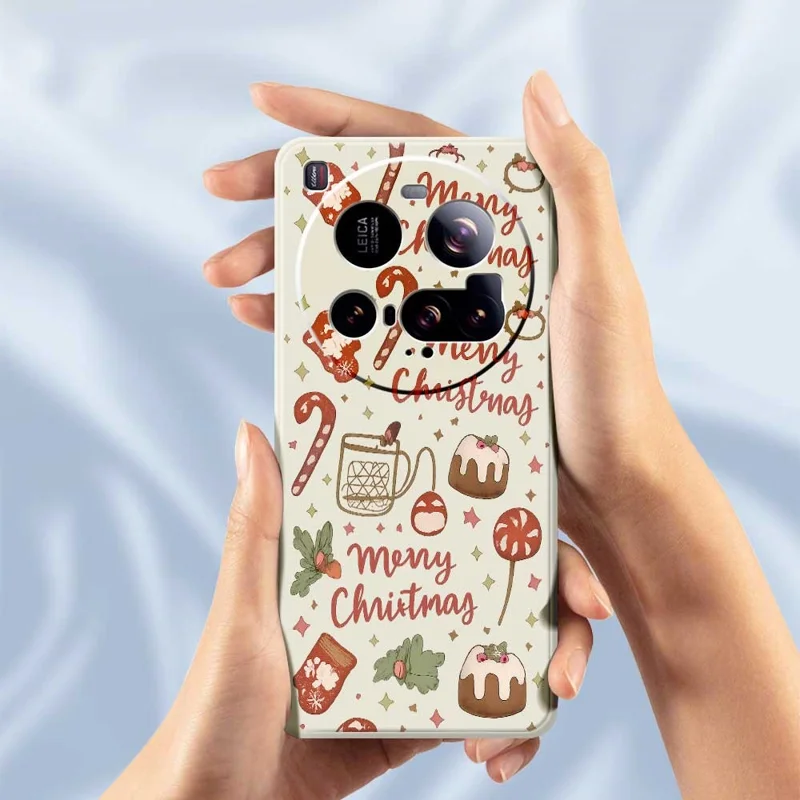 For Xiaomi 15 Ultra Case Merry Christmas Pattern Printing Straight Edge TPU Phone Back Cover - Beige