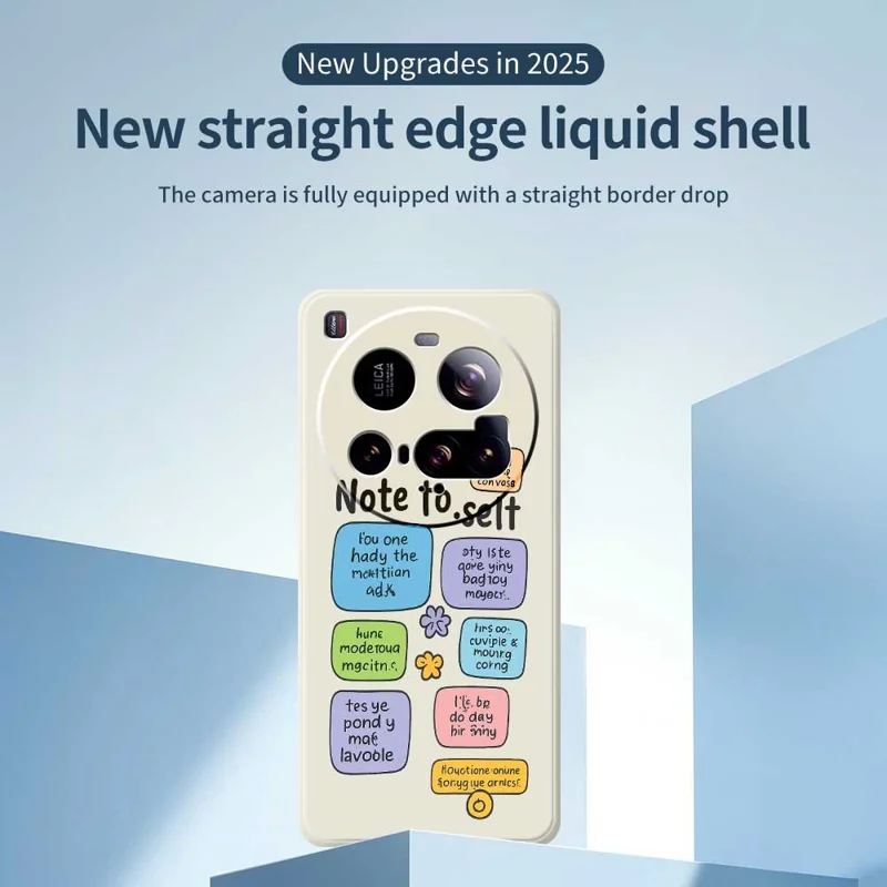 For Xiaomi 15 Ultra Case Colored Sticky Notes Pattern Printing Straight Edge TPU Phone Back Cover - Beige